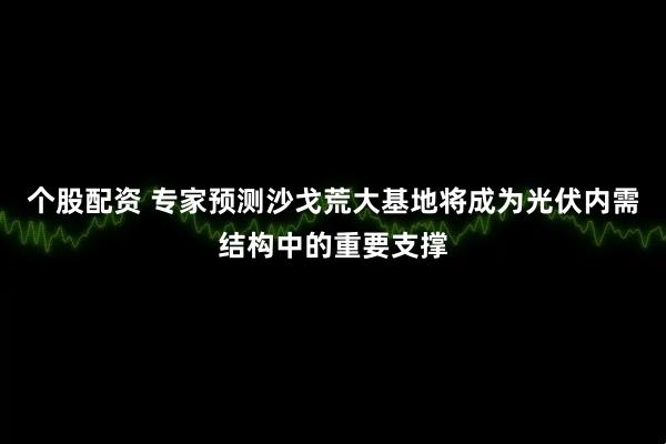 个股配资 专家预测沙戈荒大基地将成为光伏内需结构中的重要支撑